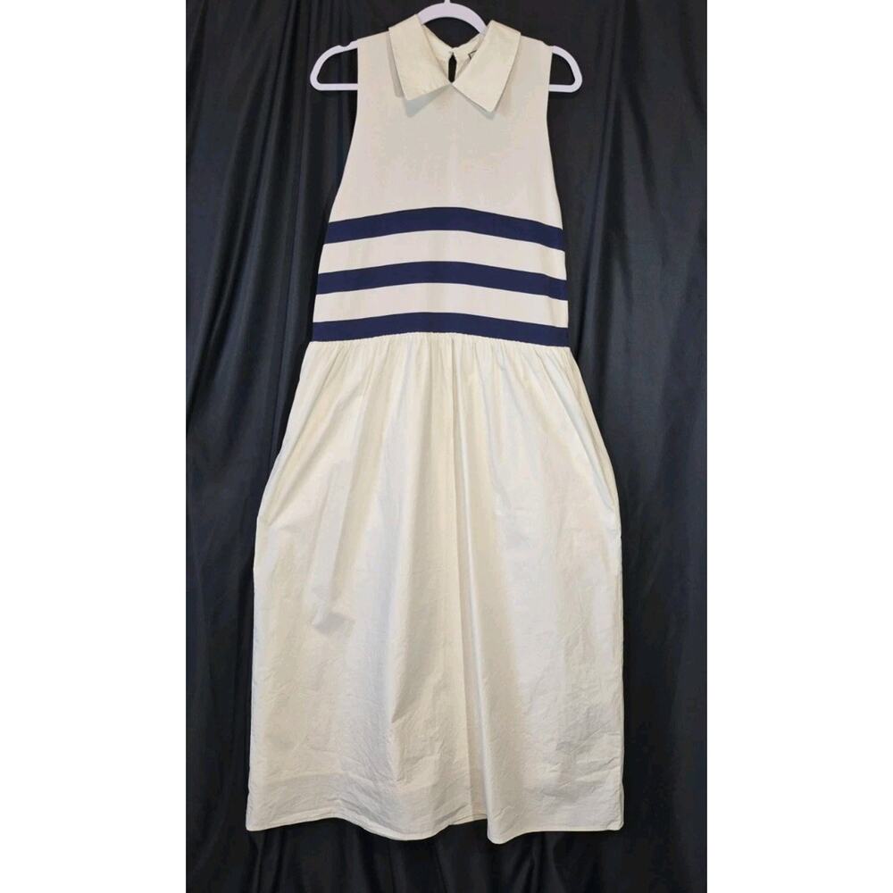 Tuckernuck Ivory Blue Stripe Marina Midi Dress XXL - Picture 3 of 13